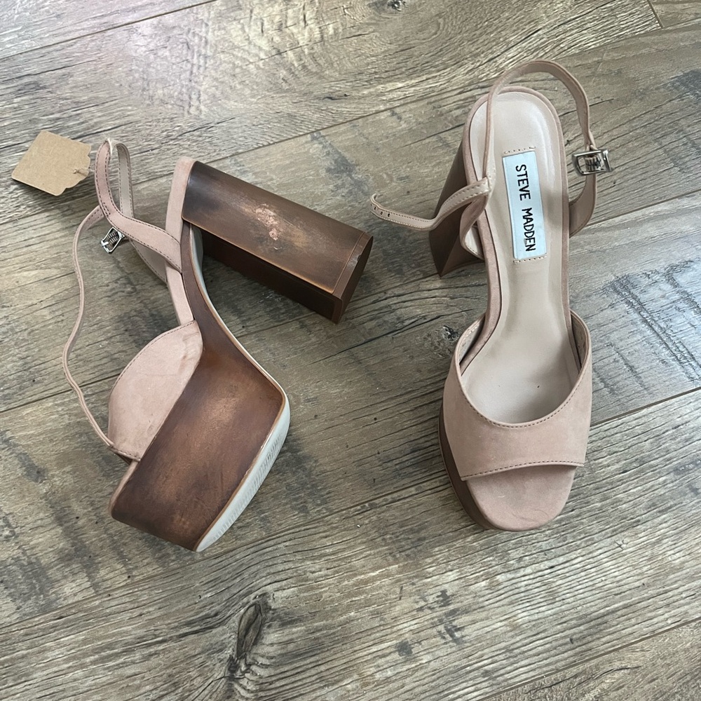 Steve Madden Tan Platform High Heel Sandals
